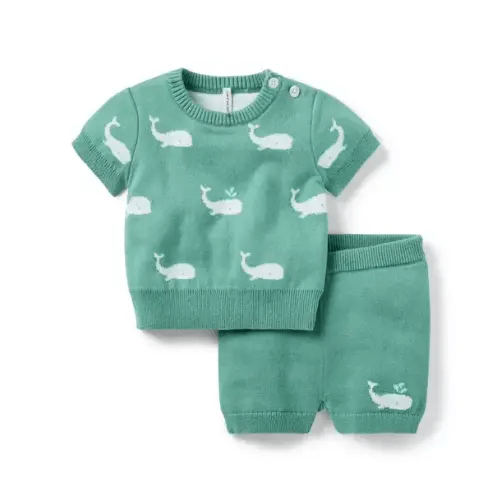 Baby Pear Green Baby Whale Matching Set by Janie and Jack