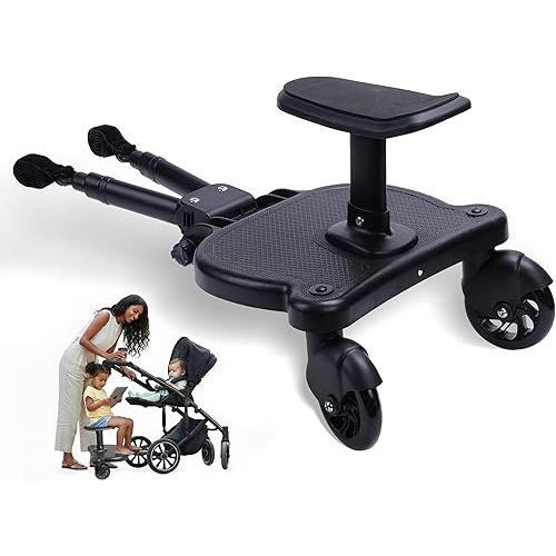 2026 New-Universal Stroller Board with Detachable Seat | 2 in 1 Sit and Stand Toddler Stroller Seat Attachment | Stroller Board Attachment for Toddler | Holds Children Up to 55 LBs
