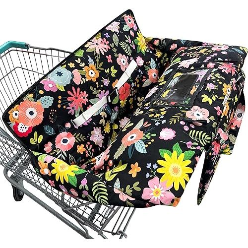 Shopping Cart Cover for Baby,2-in-1 Baby Cart Covers with Portable Cloth Bag Cart Seat Pad for Babies Grocery Cushion Cover Restaurant,Suitable for All Supermarkets and Restaurants