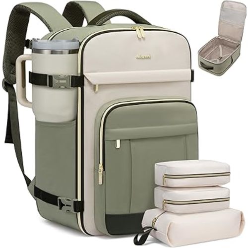 LOVEVOOK 40L Travel Backpack for Women & Men - 17.3 Inch Carry On Backpack & Personal Item Backpack for Airlines, Spacious and Durable Design, with 3 Packing Cubes