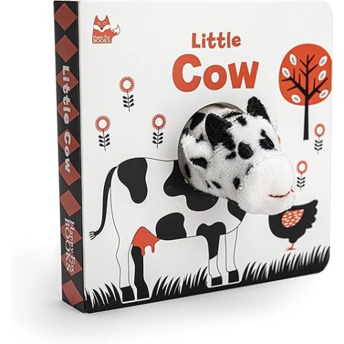 Little Cow (Happy Fox Books) Finger Puppet Board Book with High-Contrast Art in Black, White, and Red Designed Specifically for Babies; Soft Plush Cow Puppet, Die-Cut Elements, and Rounded Corners Board book – November 1, 2021