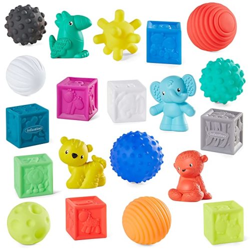 Amazon.com: Infantino Sensory Balls, Blocks & Buddies - Textured, Soft & Colorful Toys Includes 8 Balls, 8 Numbered Blocks, 4 Animal Buddies, Ages 0 Months +, 20-Piece Set : Everything Else