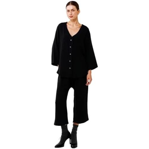 NOTHING FITS BUT Muslin Gauze Nursing Set, 2 Piece Postpartum Pajamas, Ultra Soft Maternity Loungewear for Nursing, Soft Pjs