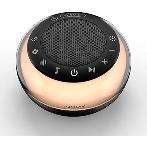 INSMY White Noise Machine,Portable Sound Machine Baby Sleep Soothe 35 Soothing Sound,Noise/Nature/Fansounds/Lullaby,Nightlight Memory Feature 40Hrs for Babies Adults Sleep Travel (Black)