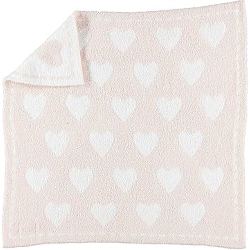 Barefoot Dreams® CozyChic® Dream Receiving Blanket, Pink-White Hearts, 30"x30"