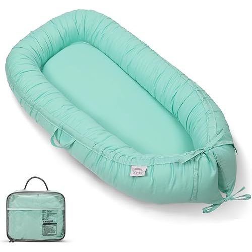EAQ Baby Lounger, Snuggle Me Lounger, Portable Baby Nest Breathable & Soft, 100% Cotton Baby Lounger Pillow, Safe Baby Bassinet for Co-Sleeping, Nursery, Travel, Playtime