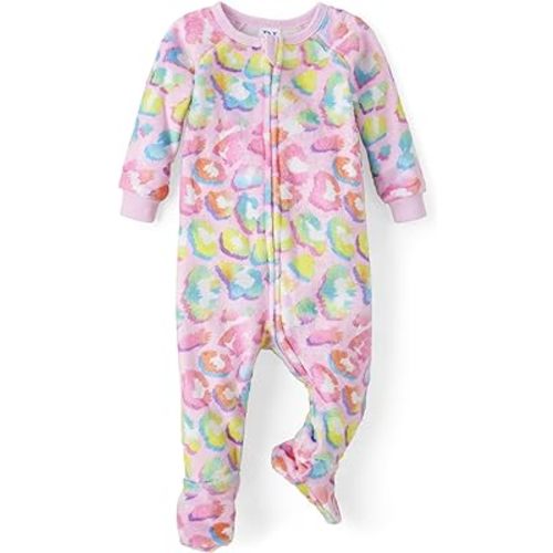 The Children's Place baby girls Rainbow Leopard Fleece One Piece Pajamas