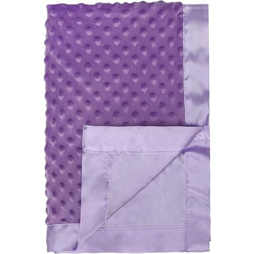 Pro Goleem Baby Soft Minky Dot Blanket with Silky Satin Backing Baby Gifts for Boys and Girls (Purple, 30’’ x 40’’)