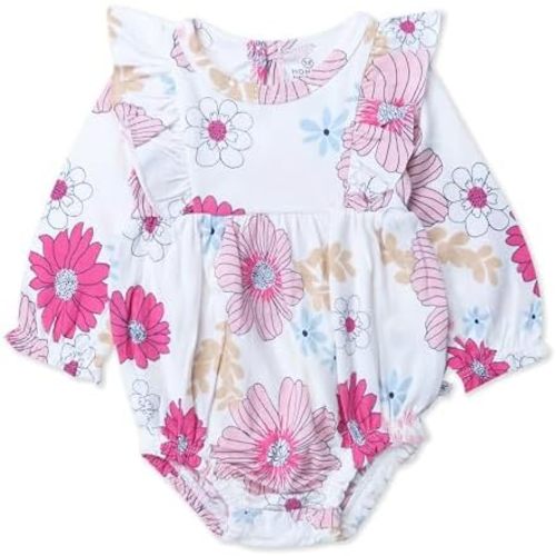 HonestBaby Ruffle Shoulder Bubble Dress 100% Organic Cotton for Infant Baby Girls