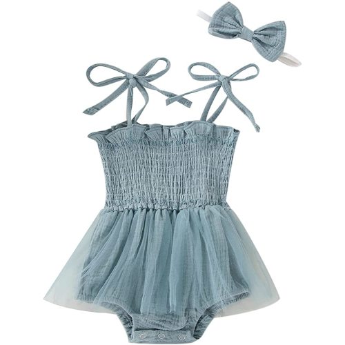 Newborn Baby Girl Sleeveless Rompers Summer Clothes Cotton Bodysuit with Headband