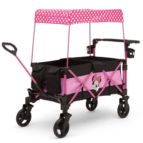 Disney Minnie Mouse Double Toddler Stroller Wagon with Canopy and Infant Seats by Delta Children
