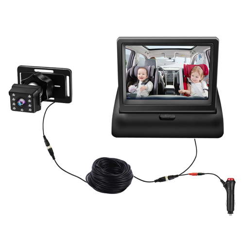 Baby Car Monitor 1080P Monitor Camera for Baby Rear Facing Seat 4.3 Inch Folding Car Seat Mirror Display 150° Wide View Night Vision Baby Car Mirror Camera Easy Installation