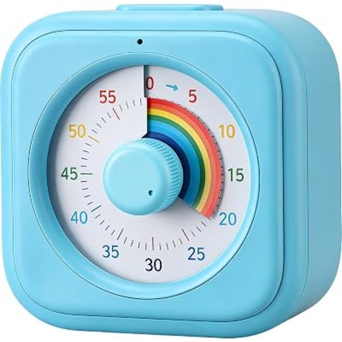 Rainbow Visual Timer for Kids, 60 Minute Silent Countdown Clock with Color Disk, Time Management Tool for ADHD, Classroom, Kitchen, Office, Study, Pomodoro