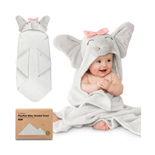 PlayPals Baby Towels with Hood for Girls, Boys, 100% Soft Cotton Hooded Bath Towels for Newborn, Kids