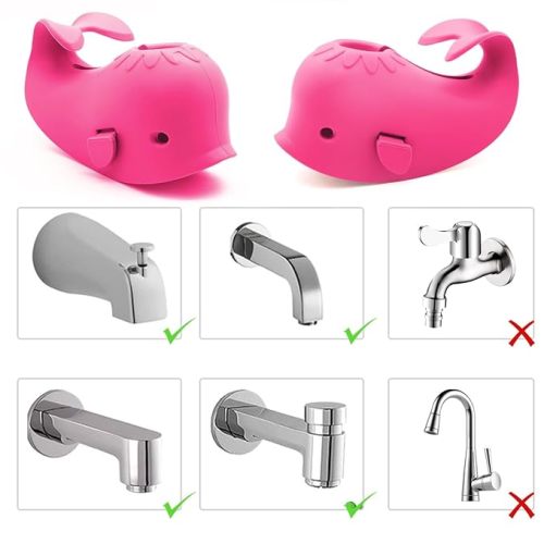Baby Bathtub Faucet Cover, Baby Safety Protection Silicone Toys, Bath Spout Cover Baby Bathtub, Faucet Cover Baby Bathtub Silicone Whale for Kids, Toddler, Infant, RubyRed Whale