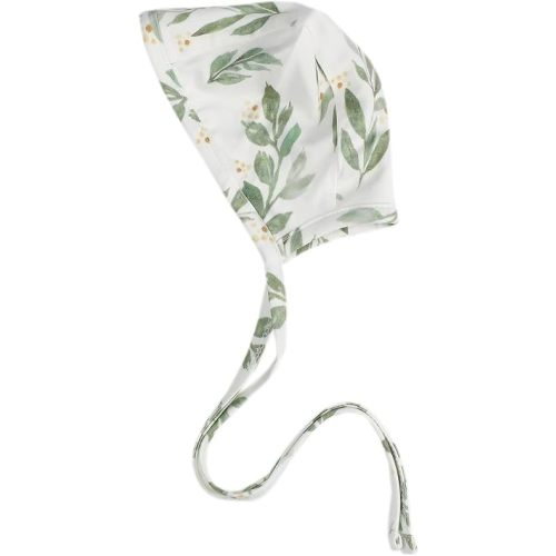 Copper Pearl Baby Bonnets: Ultra-Soft, Comfy to Wear, Tie-On Infant Sun Hat for Protection Against UV Rays, Trendy Coordinating Designs Swaddles, 0-3 Months - Fern