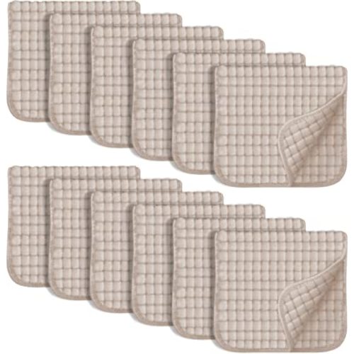 SWEET DOLPHIN 12 Pack Muslin Burp Cloths Large 100% Cotton Hand Washcloths for Baby - Baby Essentials Extra Absorbent and Soft Boys & Girls Milk Spit Up Rags for Newborn Registry - Brown, 20" X10"