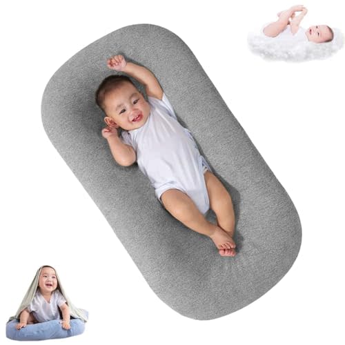 Infant Support Cushion, Grey | Baby Support Cushion with Cover, Portable Tummy Time Mat, For Home and Travel, Supervised Use