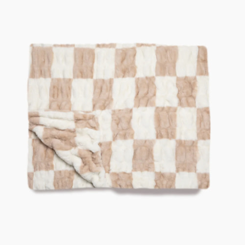 Tan and White Checkered Blanket | Latte Check – Lola Blankets