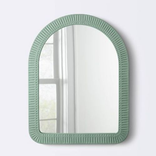 Arch Dot And Dash Resin Decorative Wall Mirror - Frosted Sage Green - Cloud Island™