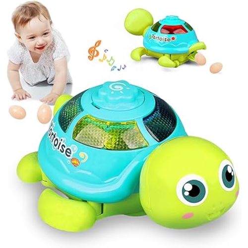 Egg-Laying Musical Turtle Toys 6-12 Months, Infant Tummy Time Light up Crawling Toy, Baby Early Learning Development Toy for 7 8 9 10 11+ Months Old, Birthday Gift for Boys Girls 1 2 3 Years