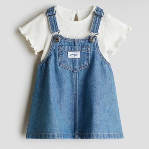 2-PIECE OVERALL DRESS AND TOP SET