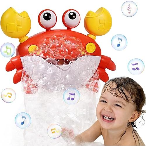 Crab Bath Toys for Toddlers 1-3 2-4 Bathtub Bubble Maker with Music Automatic Kids Bathtub Bubble Machine Baby Bath Toys for Infants 6-12 12-18 Months Birthday Gifts for 1 2 3 Year Old Boys Girls