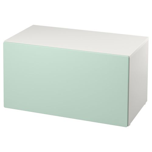 SMÅSTAD Bench with toy storage - white/light green 35 3/8x20 1/2x18 7/8 "