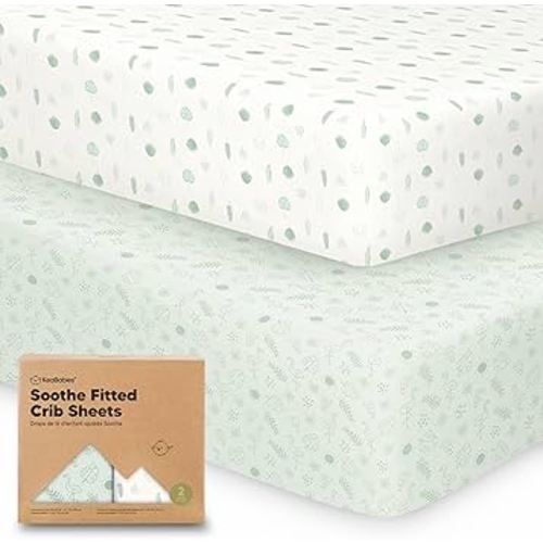 KeaBabies 2-Pack Organic Crib Sheets for Boys, Girls - 52x28 Fitted Crib Mattress Sheet Neutral, Breathable Jersey Cotton Cover for Baby Bed, Toddler Mattress, Soft & Cute Prints (Tropic Oasis)