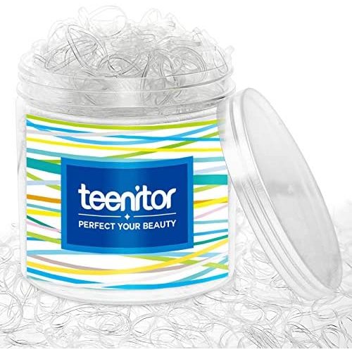 Clear Elastic Hair Bands, Teenitor 2000pcs Mini Hair Rubber Bands with a Box, Soft Hair Elastics Ties Bands 2mm in Width and 30mm in Length
