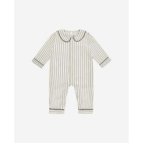 Baby Pajama Romper || Forest Pinstripe