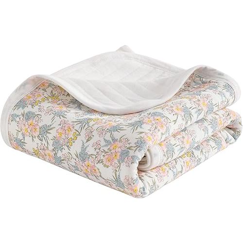 NTBAY Jersey Cotton Quilted Toddler Blanket, Breathable and Warm for Boys and Girls Baby Blanket, 30x40 Inches, Pink Floral
