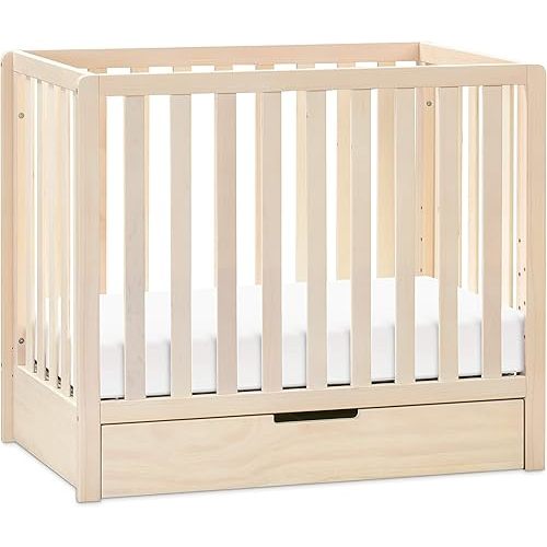 Carter's by DaVinci Colby 4-in-1 Convertible Mini Crib with Trundle Drawer in Washed Natural, Greenguard Gold Certified, Undercrib Storage