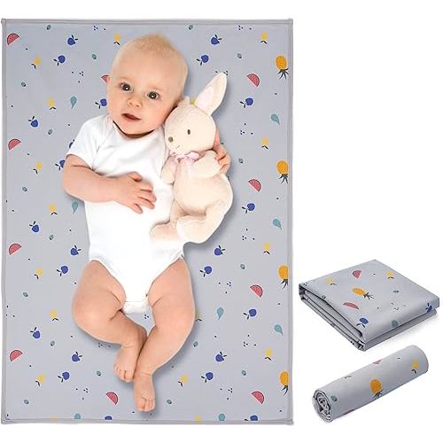 Vegan Leather Baby Changing Mat - Wipeable Portable Changing Pad, Foldable Travel Changing Mat for Baby, Newborns Toddlers Shower Gifts (Fruit,20"*28")