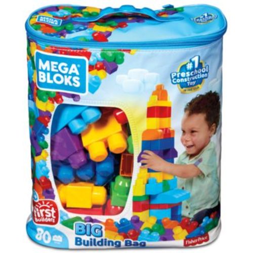 80-piece Big Building Bag Blocks for Toddlers 1-3, Blue