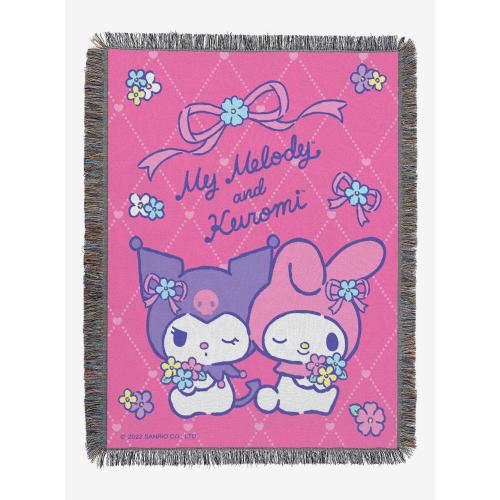 Kuromi & My Melody Opposites Attract Woven Tapestry Throw Blanket