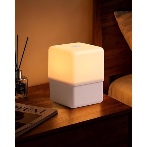 Soft Warm Night Light for Baby Nursery/Breastfeeding/Sleep Aid, Small Touch Lamps for Nightstand/Bedside, Fun Liftable/Rechargeable/Dimmable/2600K/Cordless, NightLight for Kids and Adults' Bedroom