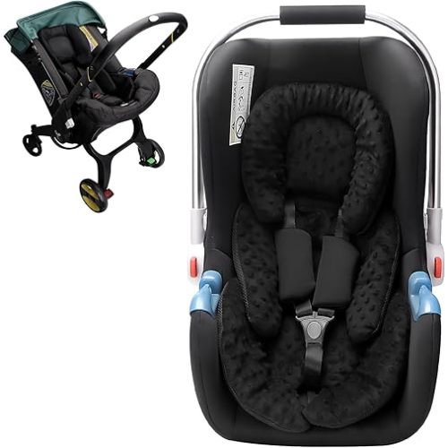 Infant Car Seat Insert, 2-in-1 Reversible Infant Car Seat Head Support for Girls Boys, 3D Air Mesh Baby Car Seat Cushion, Newborn Carseat Head Support for Carrier, Stroller, Swing, Bouncer (Black)