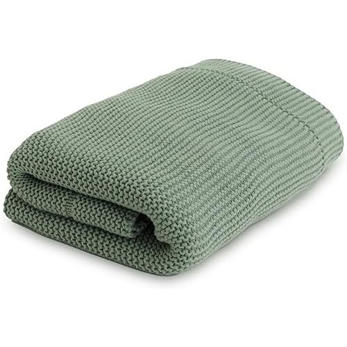 Natemia Knitted Baby Receiving Blanket, Ultra Soft Organic Cotton 30”x 40” Stroller and Nap Time Toddler Blanket