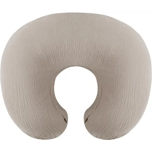 Muslin Nursing Pillow Cover Soft 100% Cotton Feeding Pillow Slipcover Fits Standard Infant Nursing Pillow or Positioner for Baby Boy and Girl, Fog