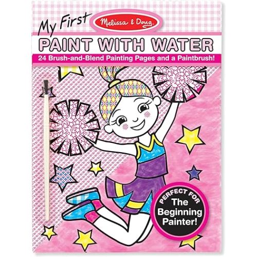 Melissa & Doug My First Paint With Water Art Pad - Cheerleaders, Flowers, Fairies, and More (24 Pages)