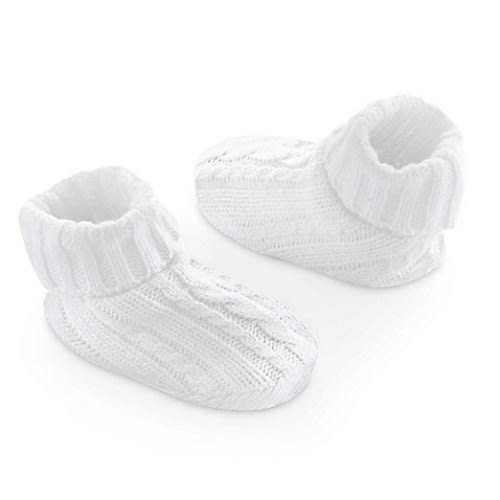 Carter's Newborn Cable Booties in Ivory