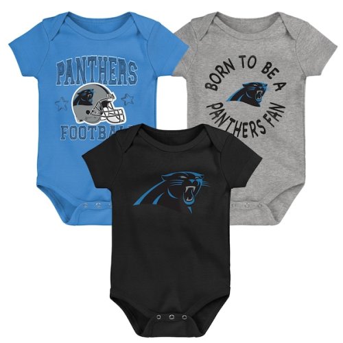 Infant Carolina Panthers Black/Blue/Gray Born to Be 3-Pack Bodysuit Set