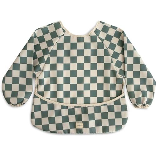 mushie Long Sleeve Baby Bib | Mess Free & Waterproof Fabric for Toddlers | Adjustable Fit for Ages 6-24 Months