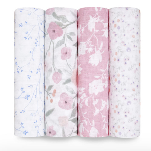 Floral Cotton Muslin Swaddles 4pk | aden + anais