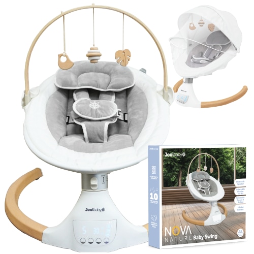 Nova Nature Baby Swing for Newborns - Electric Motorized Infant Swing, Bluetooth Music, 10 Preset Melodies, Remote - Jool Baby