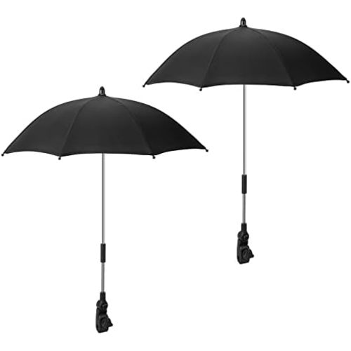 Hillban 2 Pcs Baby Stroller Parasol with Clamp Universal Umbrella Foldable Sun Shade Protection Waterproof Shading Umbrella Adjustable Umbrella for Trolley Bike Wheelchair