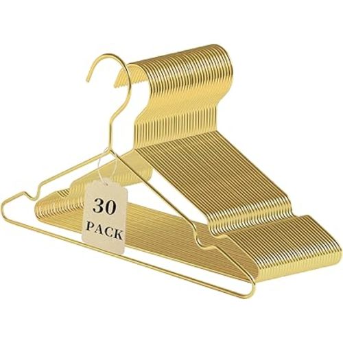 Gold Kids Wire Hangers 30pack,12.6 Inch Baby Strong Metal Hanger,Heavy Duty Metal Child Wire Hanger for Closet,Children's Gold Hangers