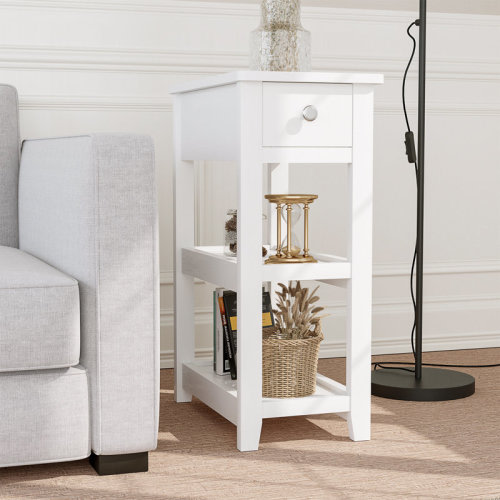 Red Barrel Studio® 24'' Tall End Table, Narrow Side Table with Drawer and Shelves for Small Space & Reviews | Wayfair