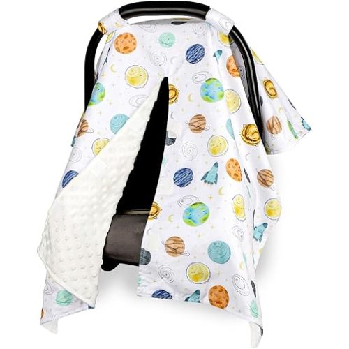 ManFaiSky Car Seat Cover Baby, Soft Carseat Covers Baby Boys, Multi-Use Nursing Cover & Infant Carseat Canopy, Planets